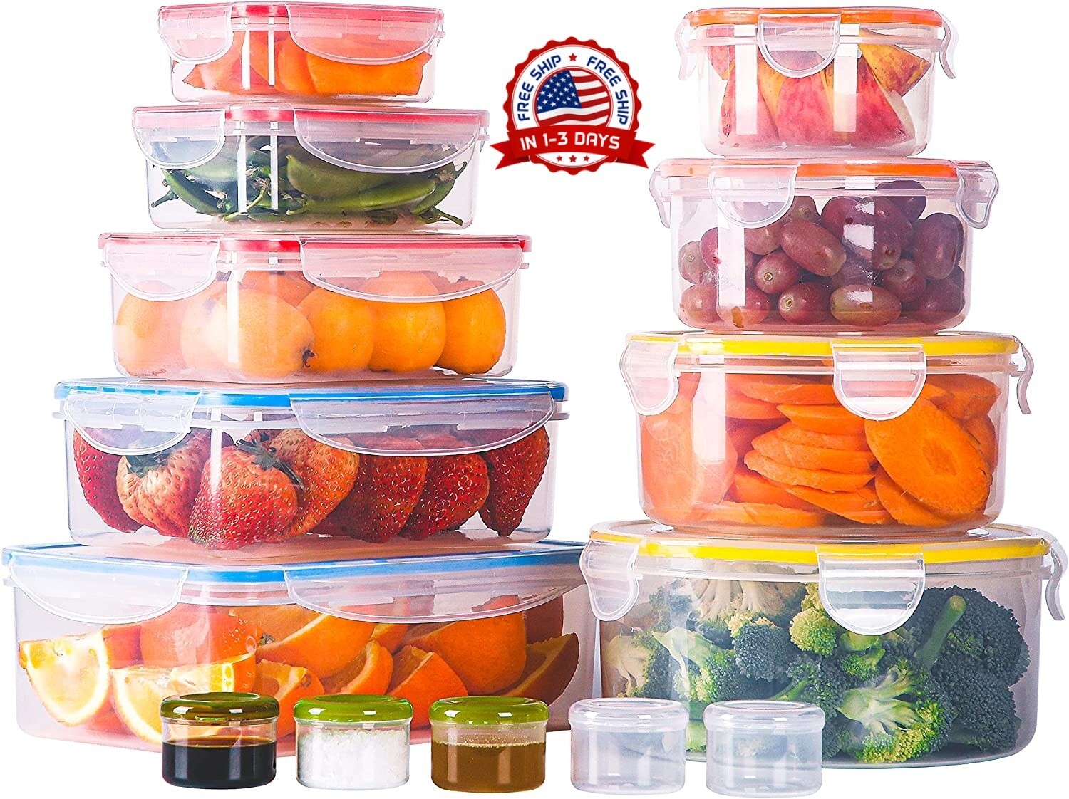 envases de porciones recipientes de Plásticoalmacenamiento alimentos cocina 14PC