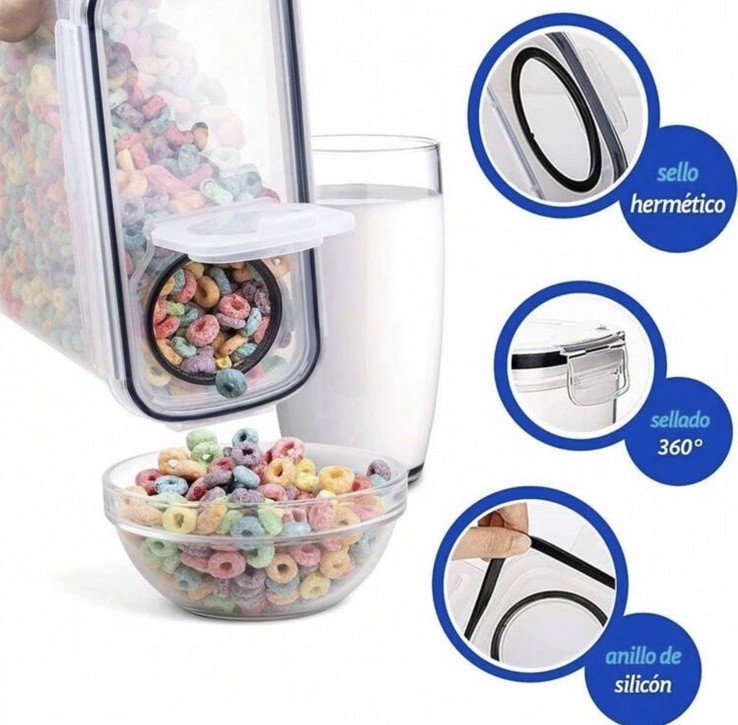 Cereal Containers Storage – 4 Pack Cereal Dispenser Airtight Food Storage Con…