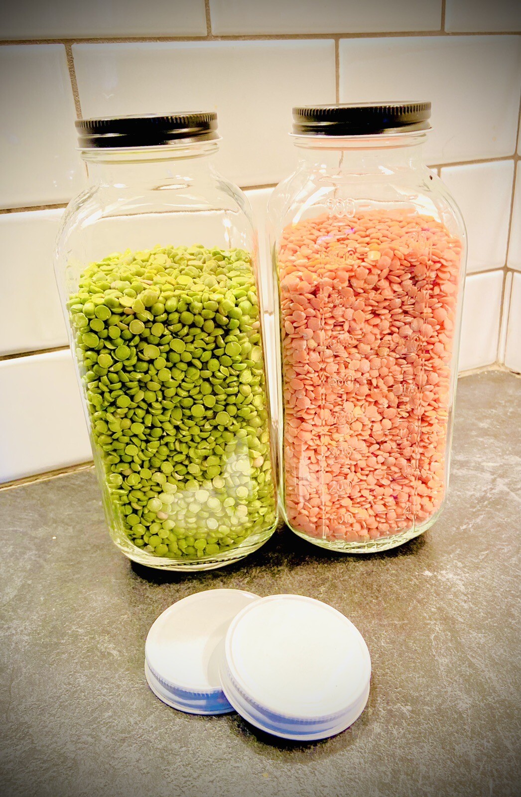 32 oz Glass Milk Bottles with Caps 2 Count 2 White & 2 Black Steel Sealable Caps