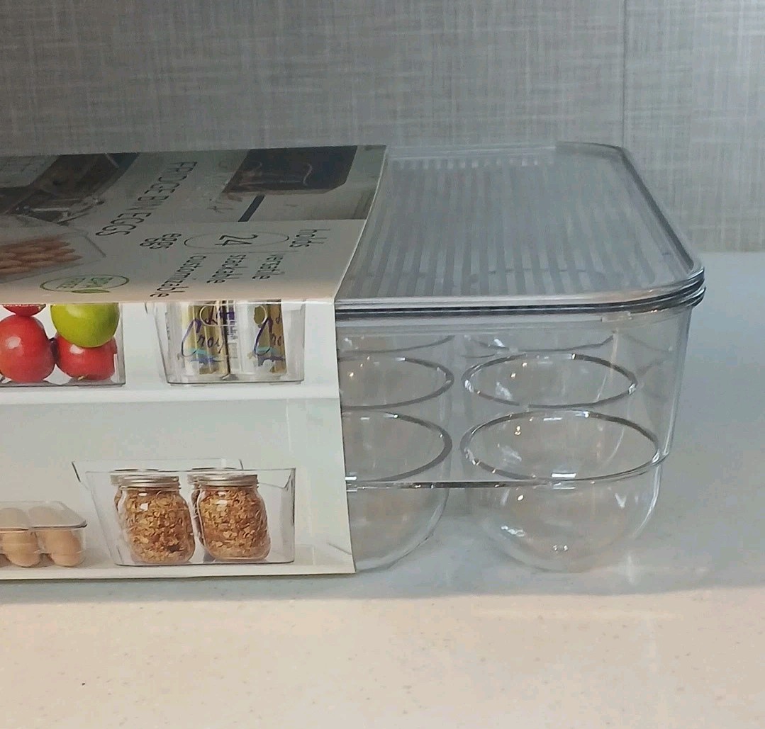 Refrigerator Egg Keeper 24 Holder compartment Clear with Lid New