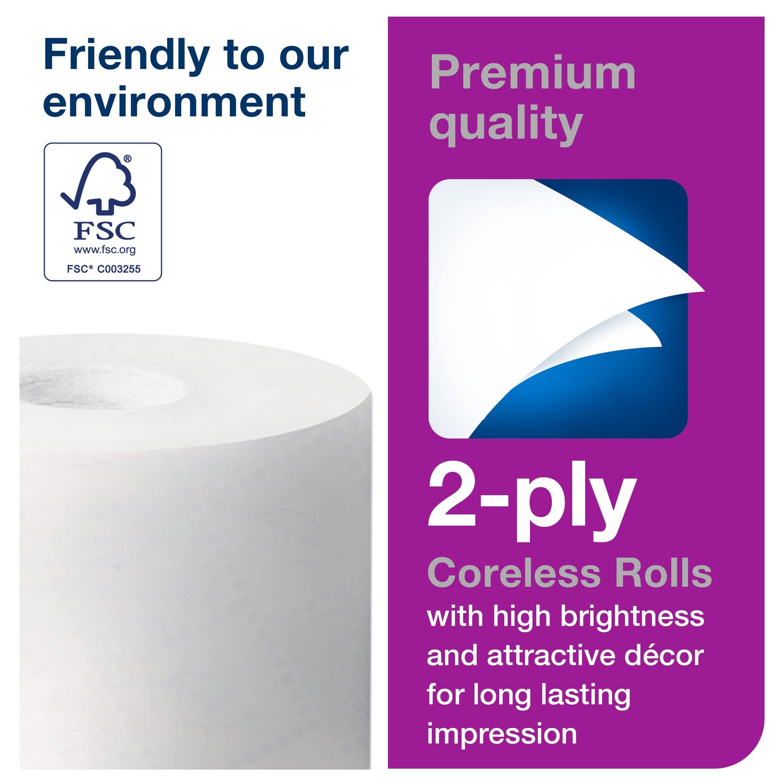 Tork Coreless High-Capacity Toilet Paper Roll White T7 Premium 2-Ply 36 X 750
