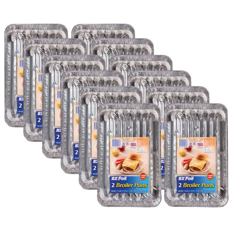 Hefty Ez Foil 8-1/2 In. W X 11-3/4 In. L Super Broiler Pan Silver 2 Pk Pack Of