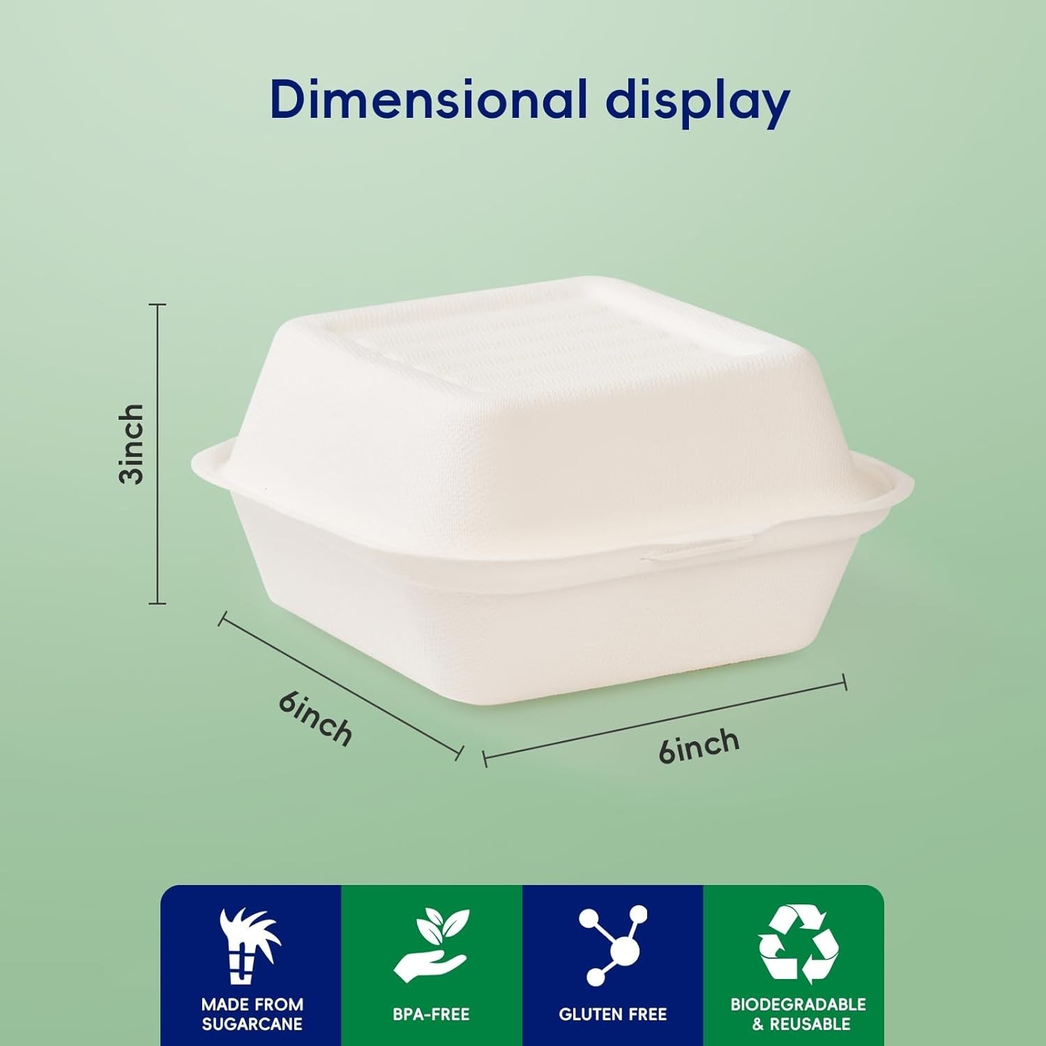 Clamshell Take Out Food Containers, [6 * 6″ 200-Pack] To Go Containers Dispos…