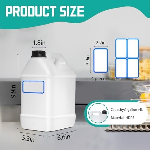 3 Pcs 1 Gallon Plastic Jugs with Lids & Handles – Reusable Liquid Storage Contai