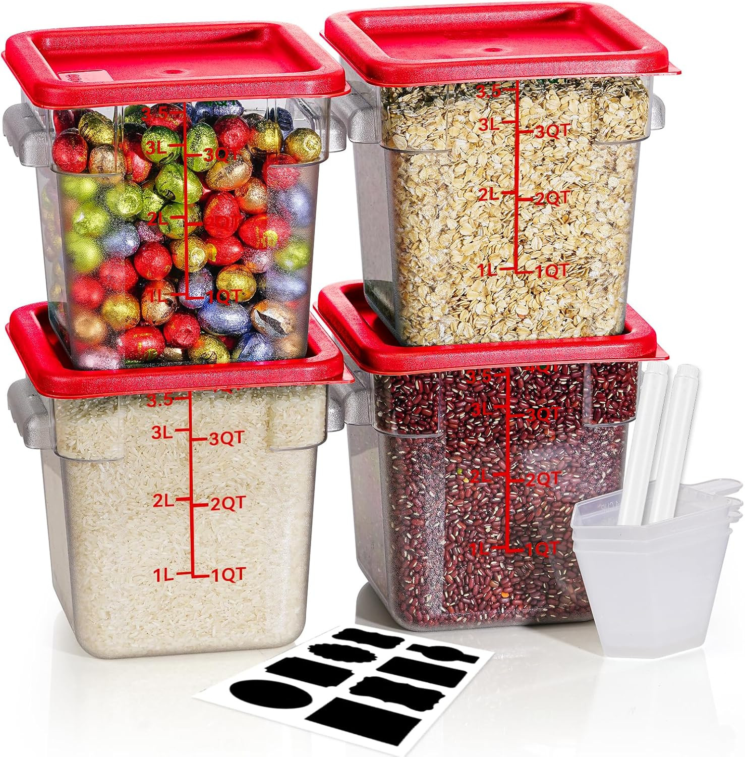 4QT NSF Food Storage Containers: 8 PCS [Food Grade][Hot&Cold Resistant] Commerci