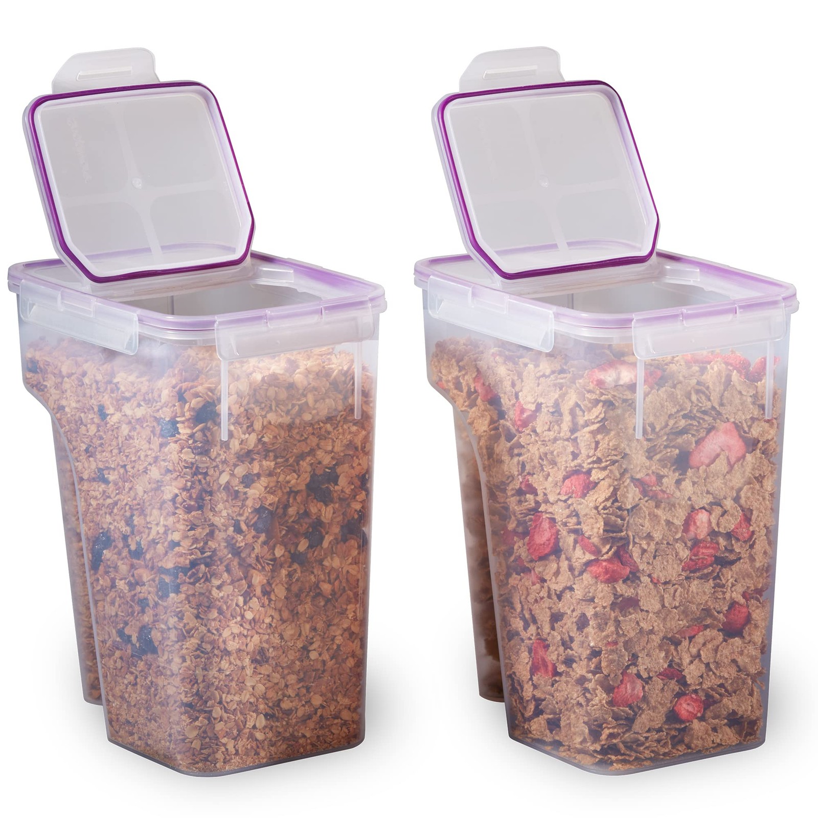 Airtight 2-Pack (22.8 Cup) Cereal Dispenser Storage Containers, Flip-Top Lid …