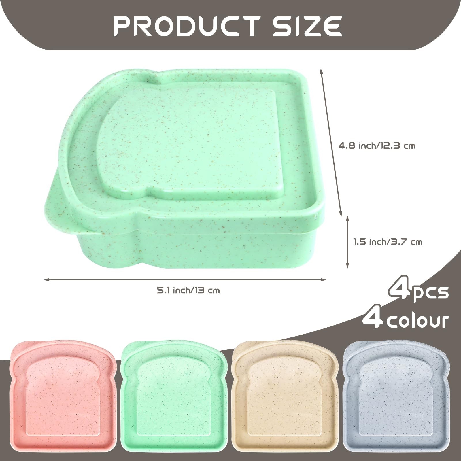 4 Pcs Toast Shape Sandwich Box 14oz Sliced Toast Boxย Toast Freshkeeping Con…