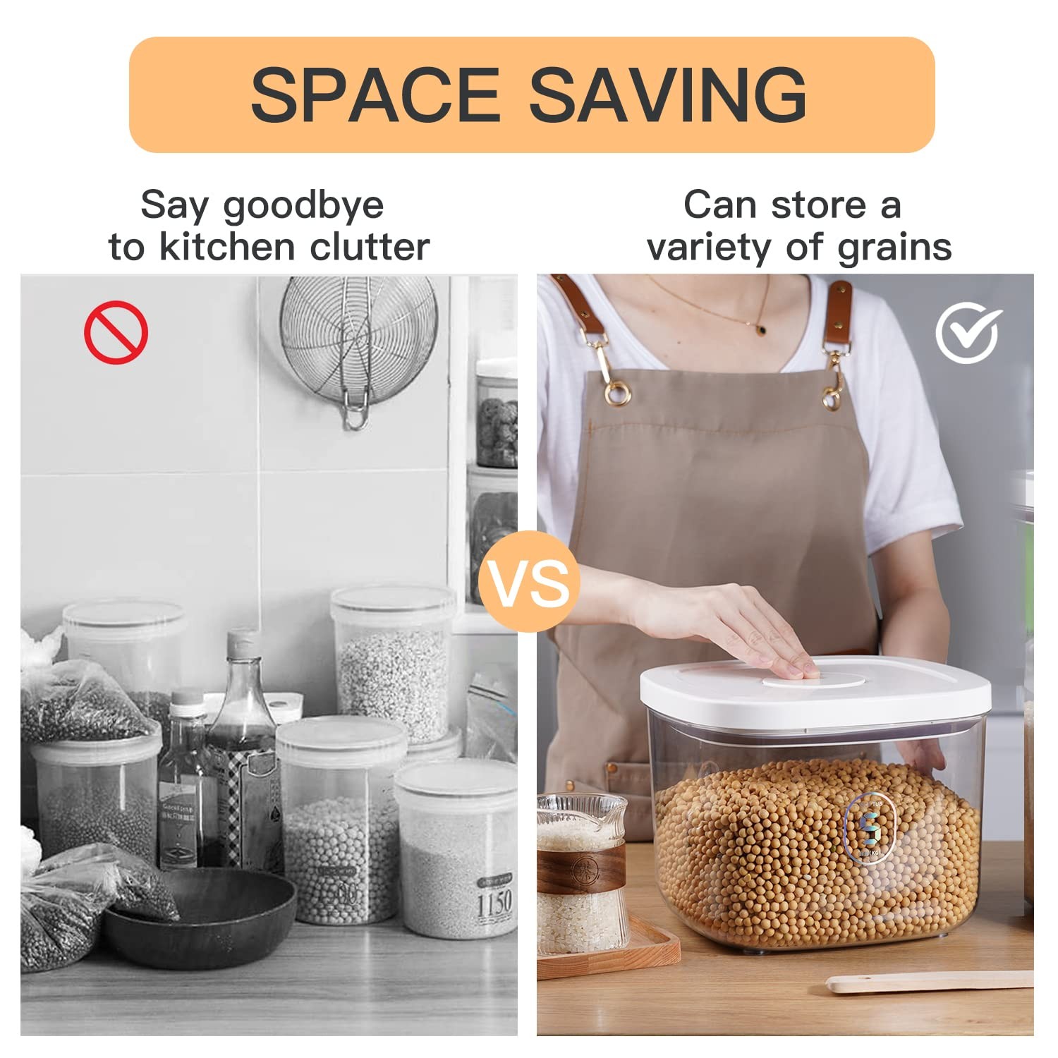 1 PC Rice Dispenser 10 Lbs Storage Container Bin With Measuring Cup Box