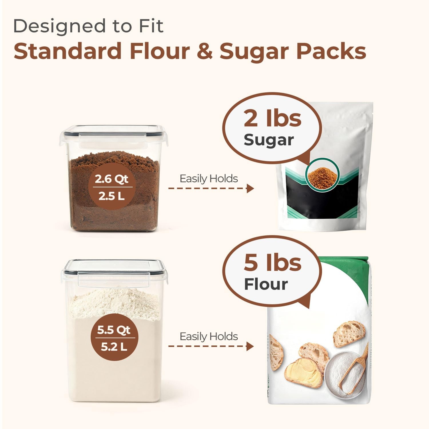 Plastic Storage Containers with Lids, Airtight Pantry Organizers, Clear