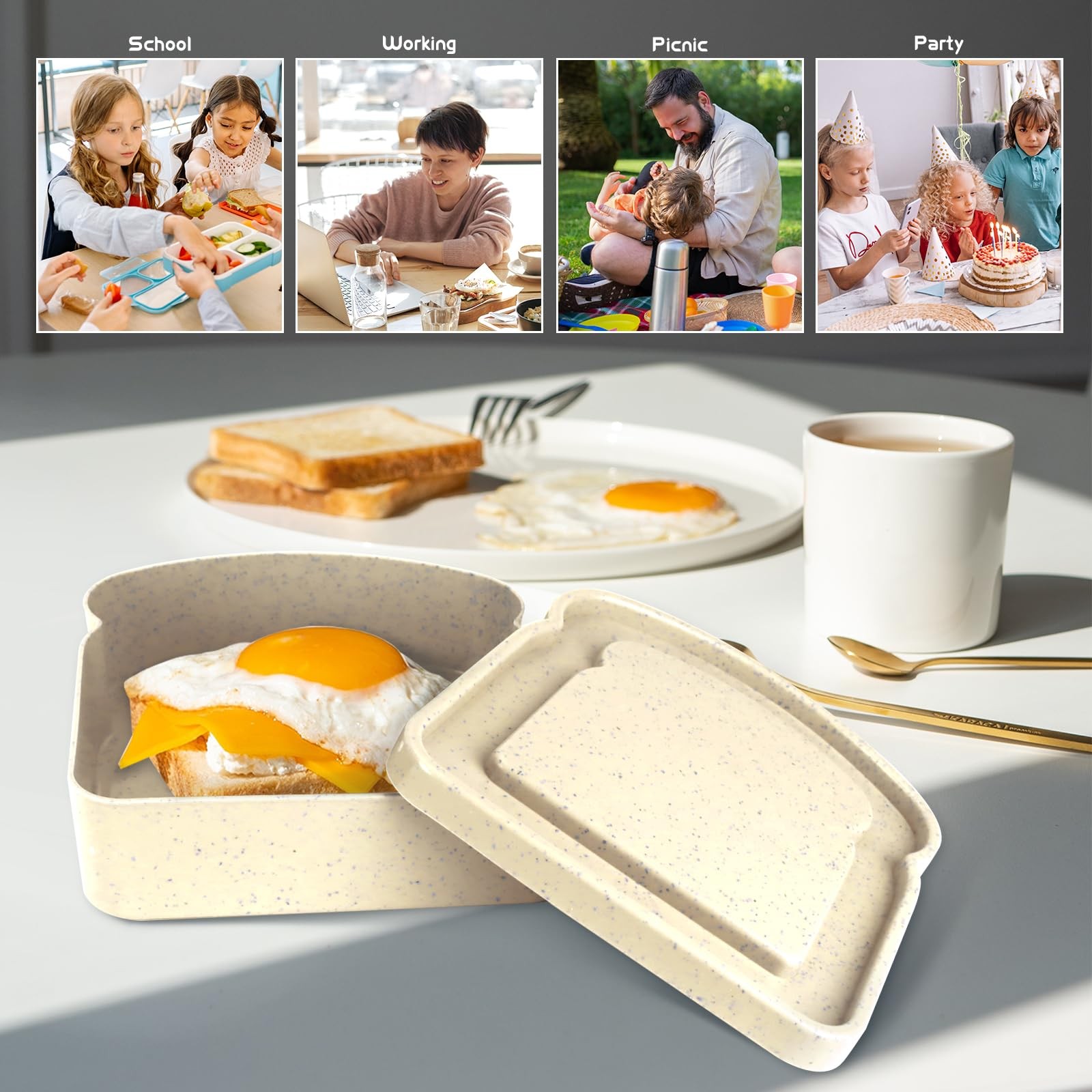 4 Pcs Toast Shape Sandwich Box 14oz Sliced Toast Boxย Toast Freshkeeping Con…