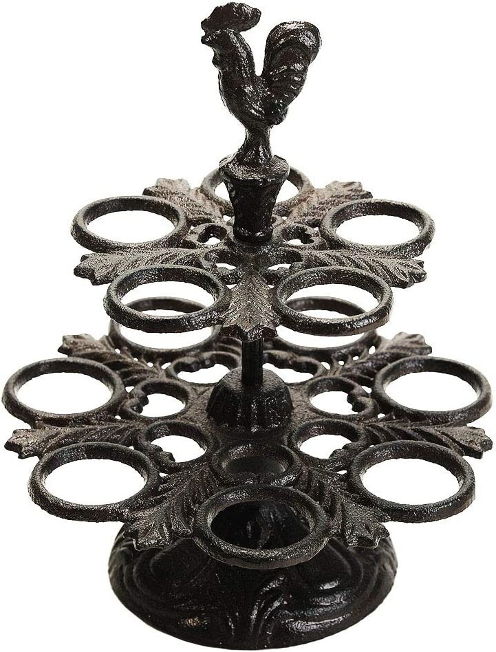 Sungmor Cast Iron Eggs Holder Stroage Kitchen Tabletop Decor Rooster Design Rack