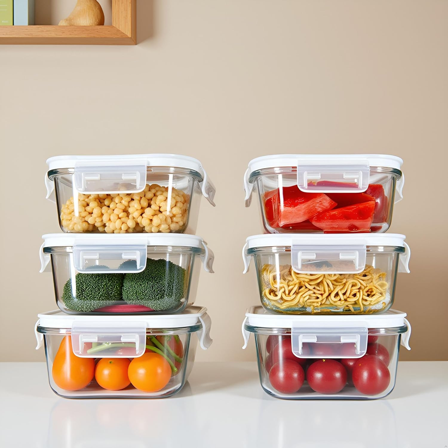 16OZ Square Glass Meal Prep Containers with Lids, 2 Cup Square Food Storage Cont