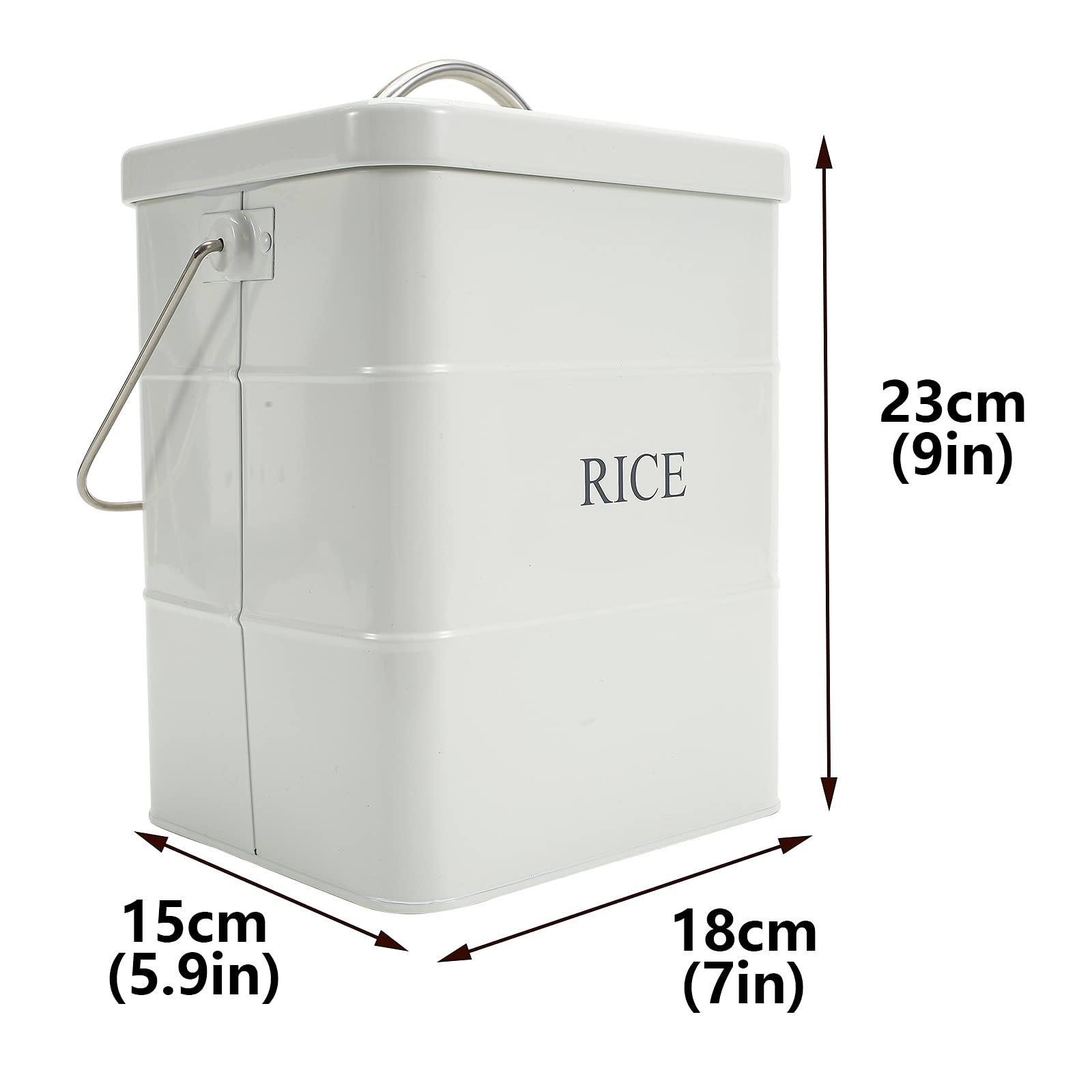 Xbopetda Metal Rice Storage Box, Square Rice Container with Lid and handle, S…