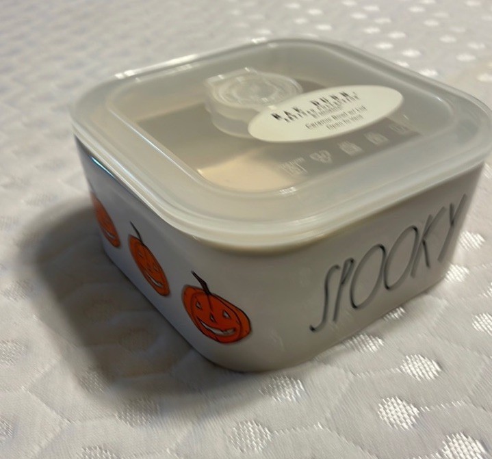 New Rae Dunn Artisan SPOOKY Pumpkin Bowl with Vented Lid
