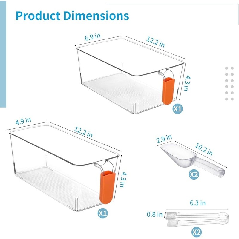 Large Capacity Ice Storage Bin W/ Scoop & Tongs Food Safe Plastic Easy Clean New