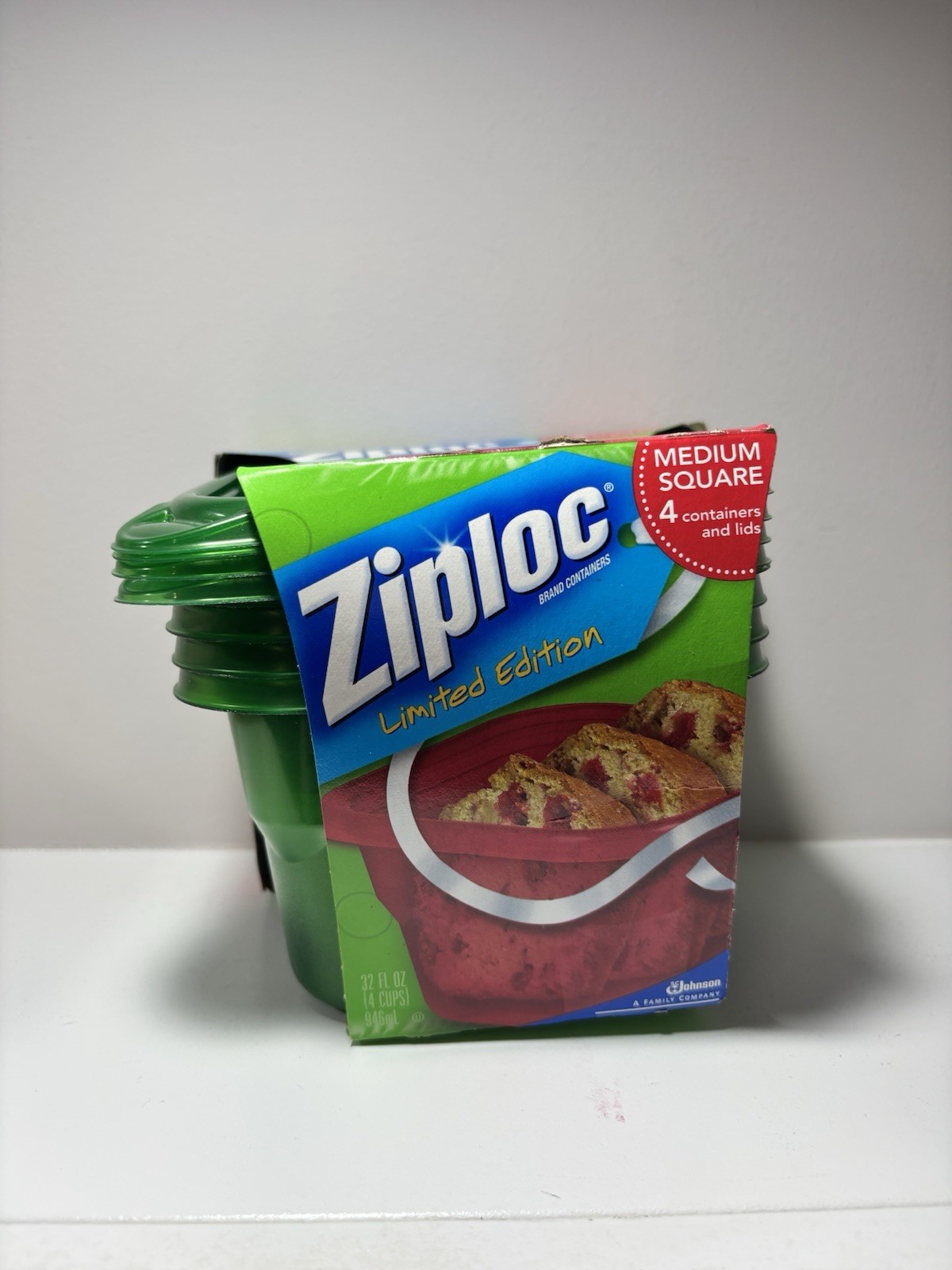 Ziploc Limited Edition Holiday Medium Square Container and Lids Green 4 Count