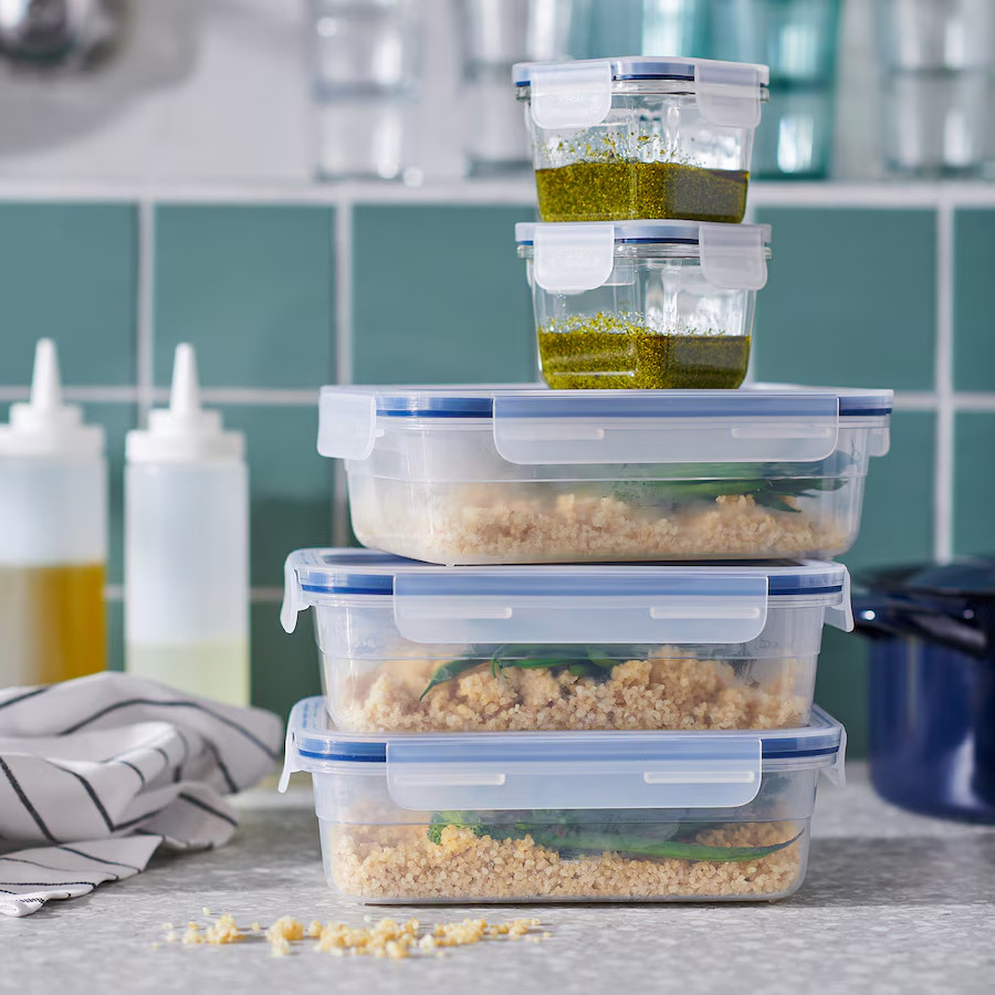 New IKEA 365 Food container with lid, rectangular/plastic, 34oz, microwave safe