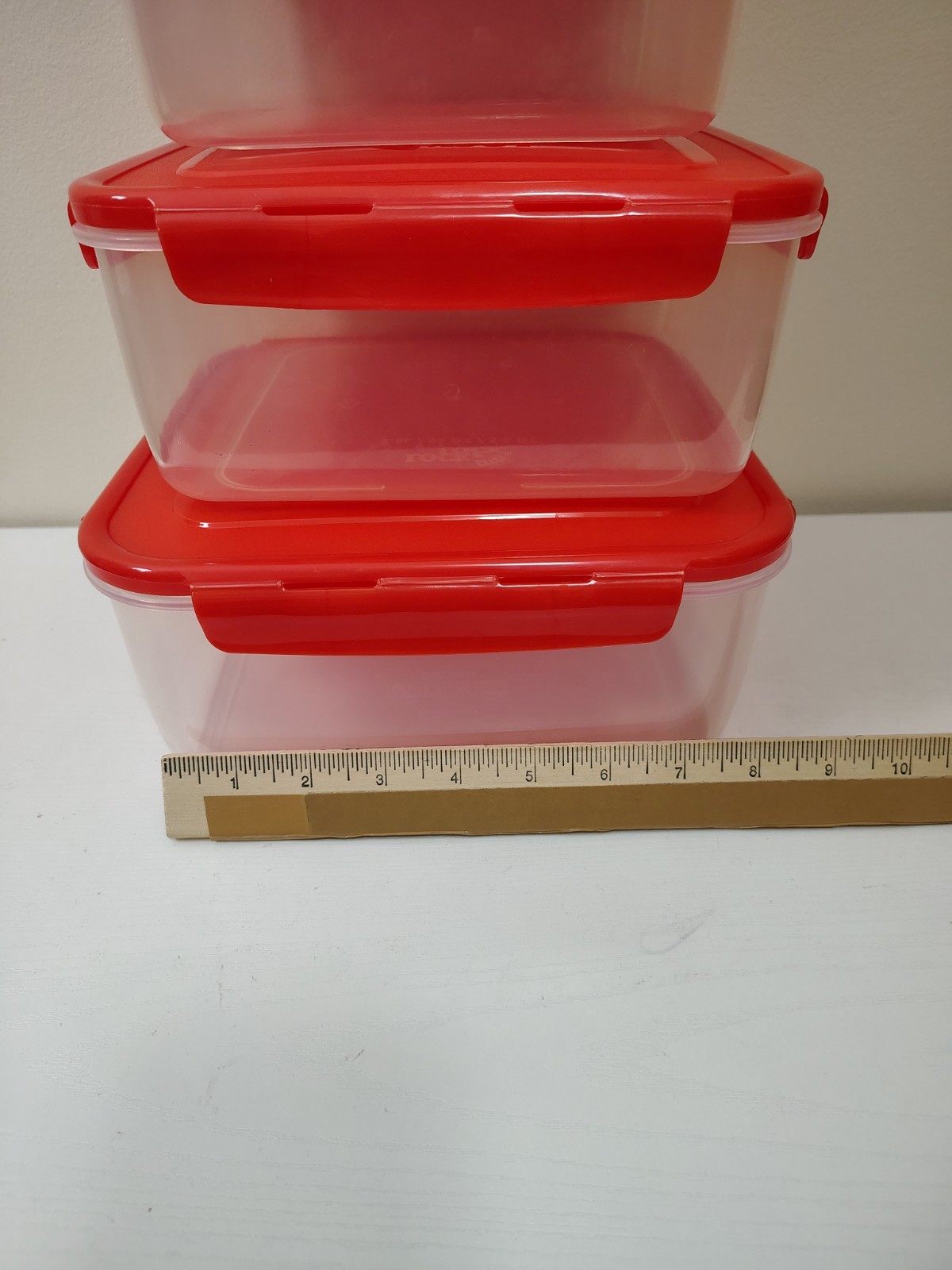 4 Lock & Lock Square Storage Nesting Containers red lids