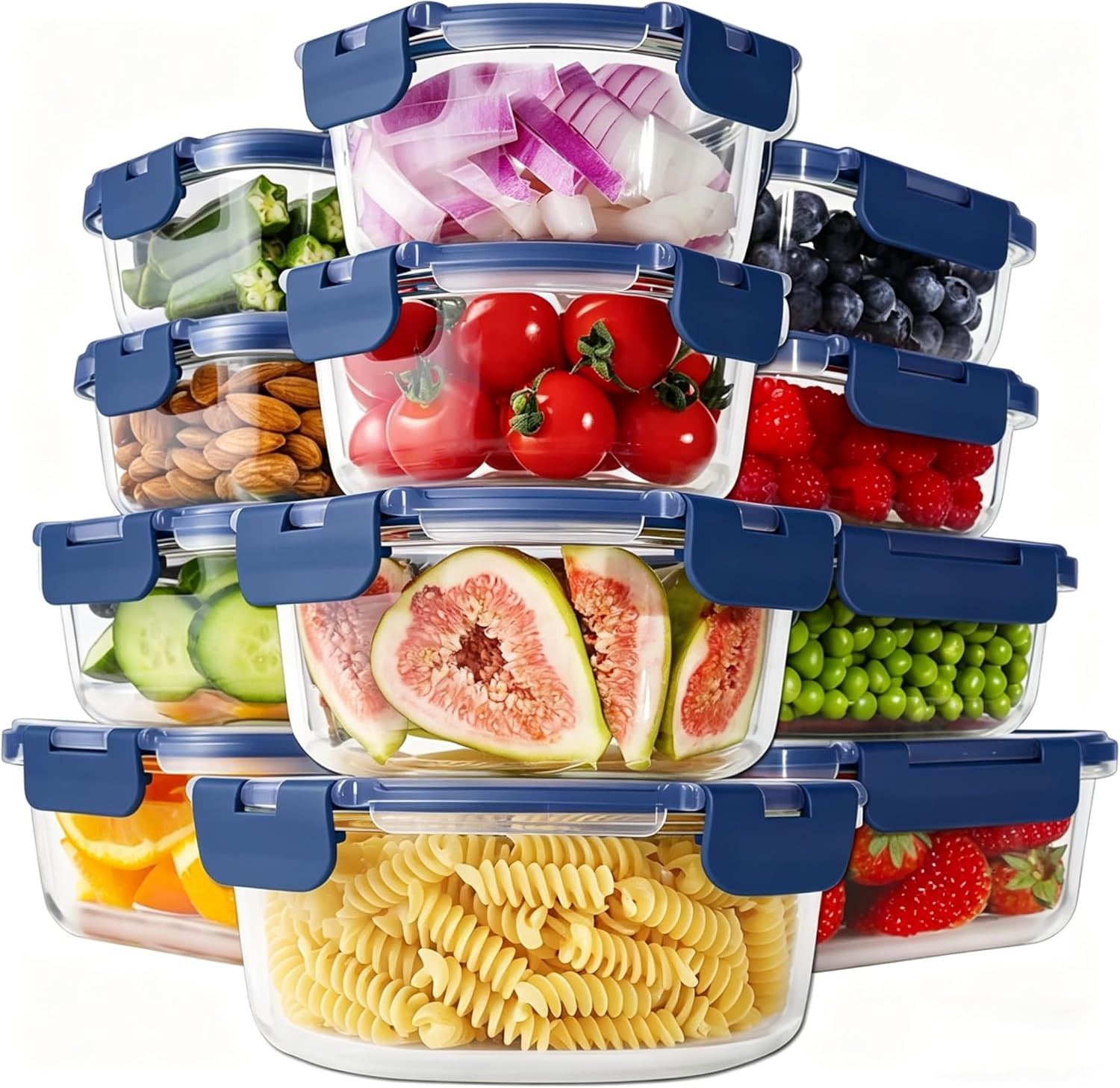 24Pc Glass Food Storage Containers with Lids, Glass Meal Prep Containers, Airtig