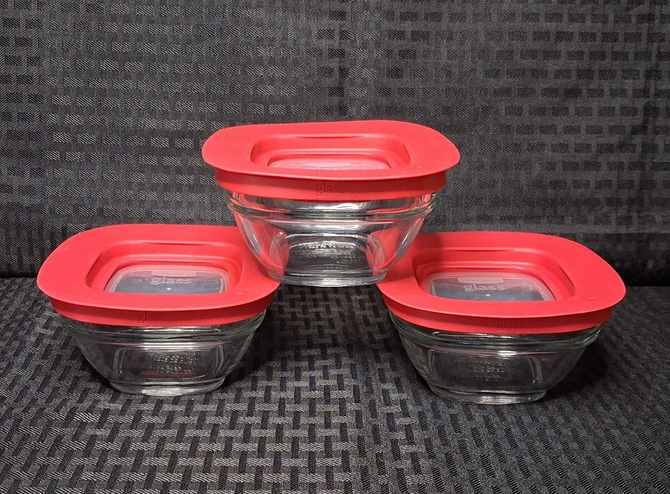 Rubbermaid Glass Easy Find Lid 1 Cup Containers Red Lids Set Of 3 7N68 236ml