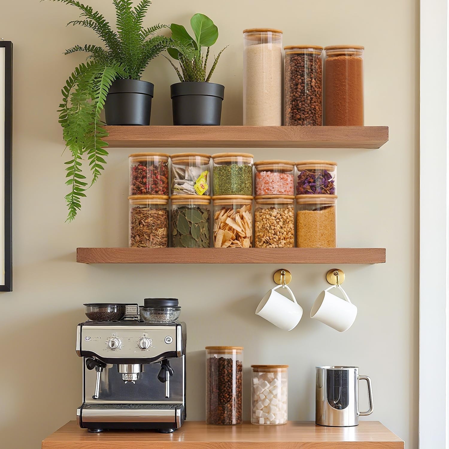 Clear Kitchen Storage Jars – 6-Piece Set of Airtight Glass Canisters with Lids