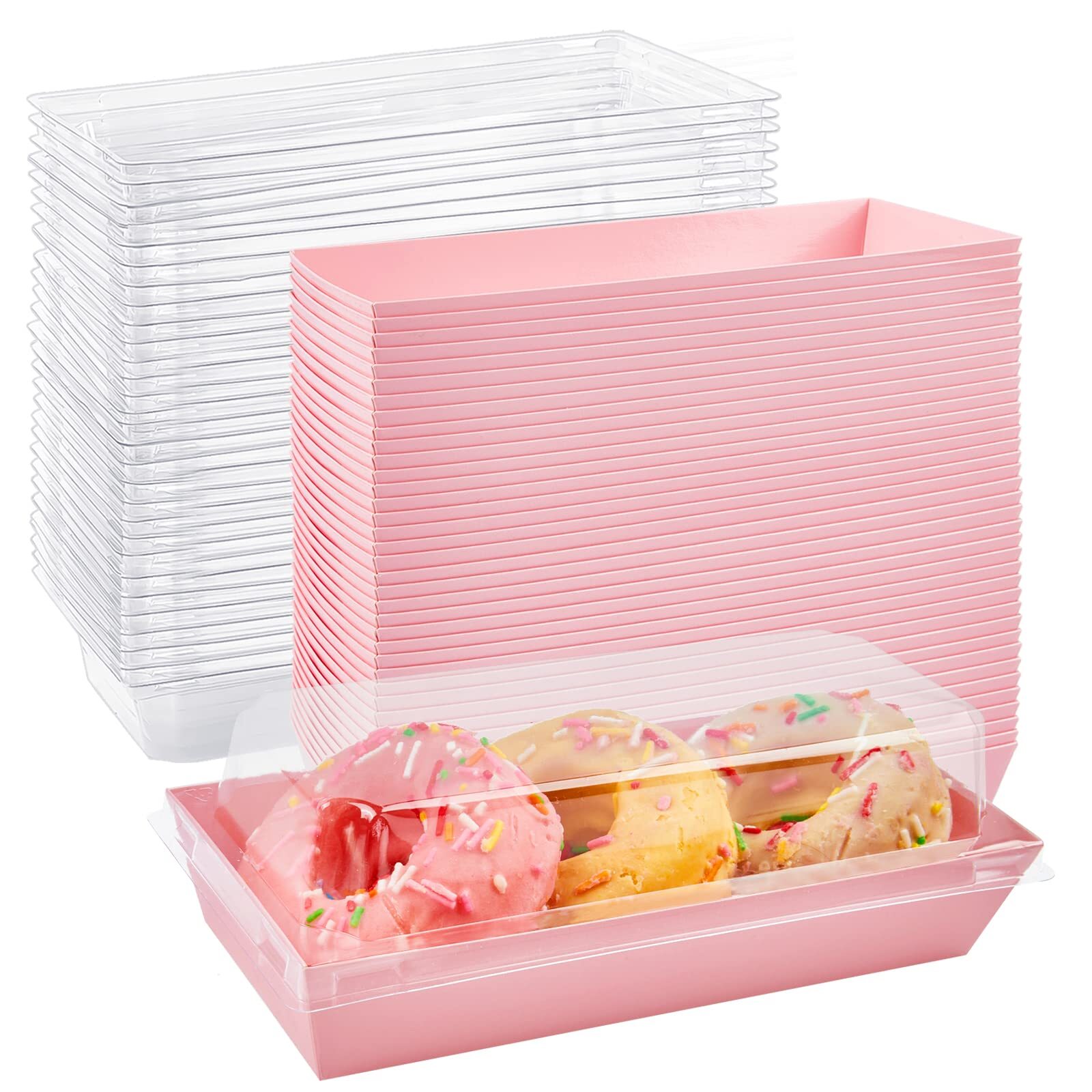 Charcuterie Boxes with Clear Lids 50 Pack Pink Bakery Boxes Cookie Boxes Smal…
