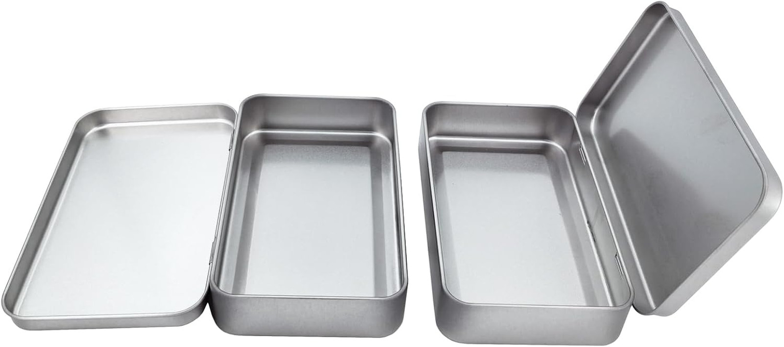 6 Pieces Rectangular Metal Empty Hinged Tins Containers Basic Necessities Home S