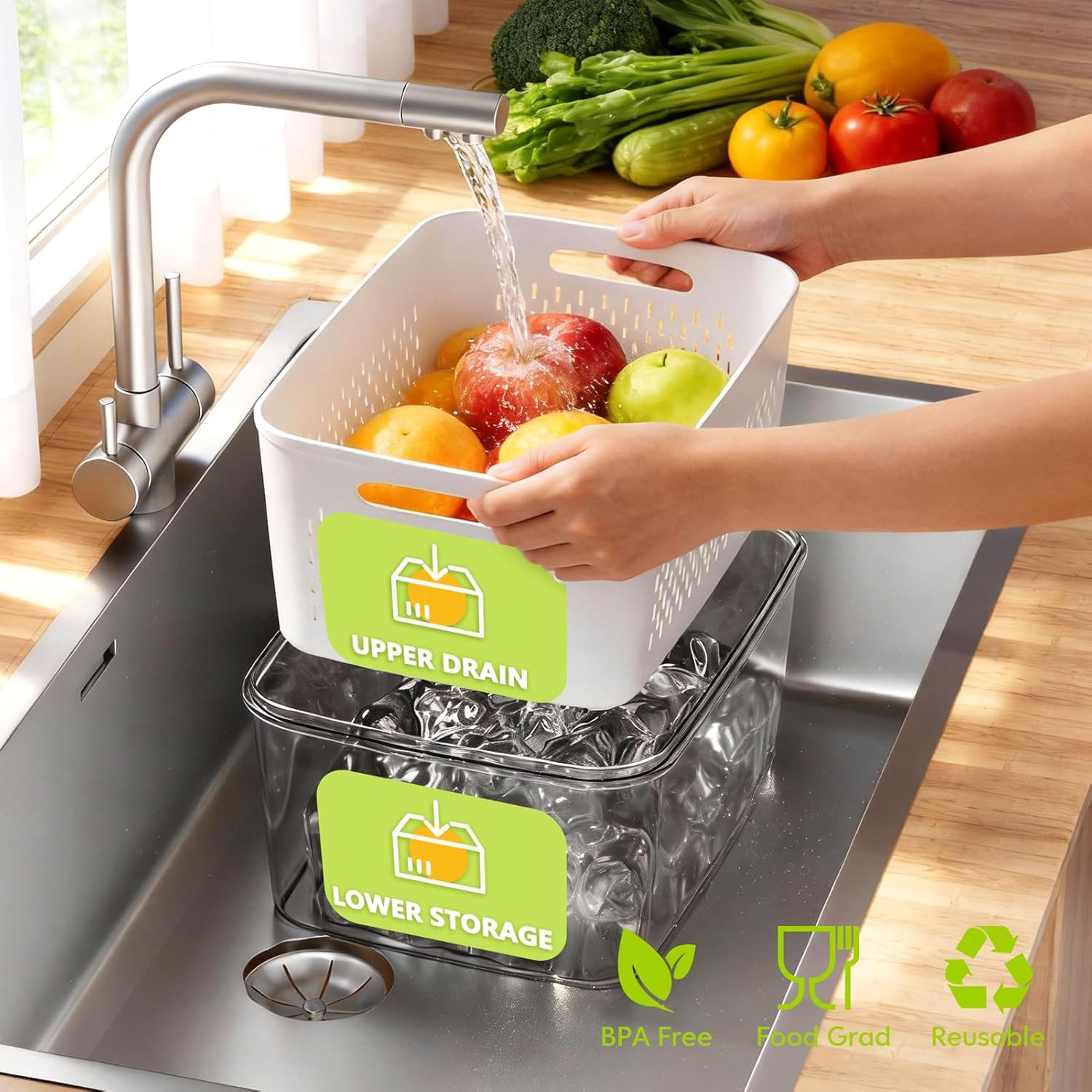 5 Pack Fruit Storage Containers for Fridge, Plastic Fruit Containers for Fridge