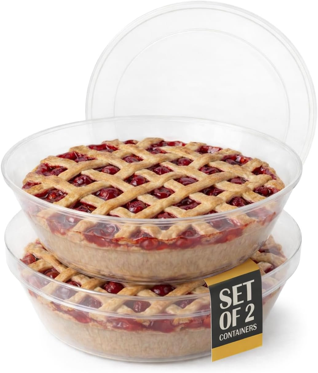 2 Pack Pie Carrier with Airtight Lid – BPA Free Pie Storage Container with Cover