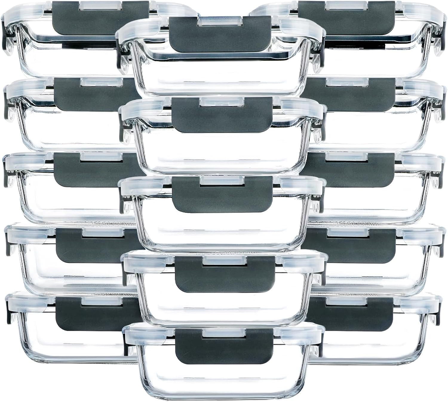 M MCIRCO [15-Pack,13 oz 1.5 Cup Glass Meal Prep Containers, Small Glass Food Sto