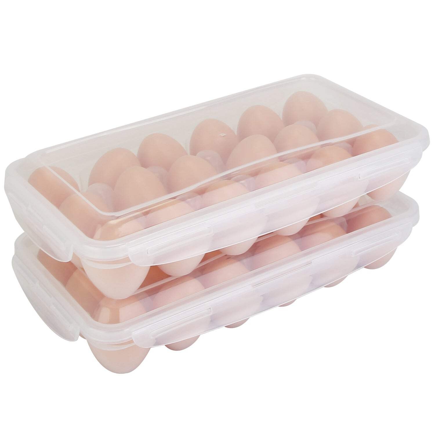 2Pcs Plastic Egg Holder Stackable Egg Storage Box Egg Rack for Refrigerator 18 C