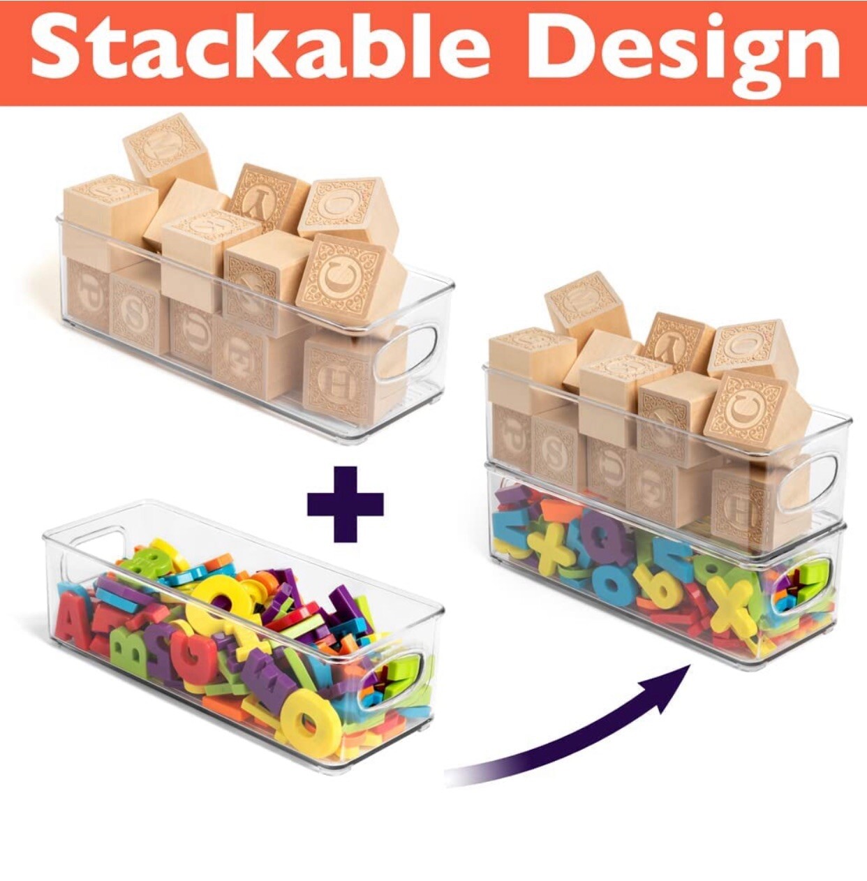 Case Qty 32 Storage Bins Clear Plastic Organizer Container Holders with Handles