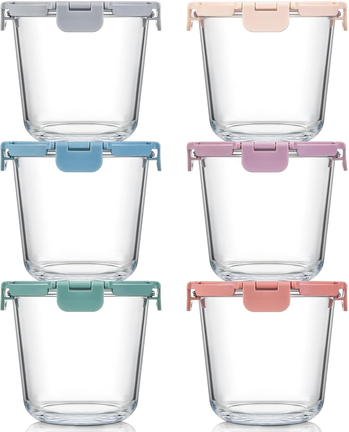 [UPGRADED LID] 6 Sets 3 Cup Glass Meal Prep Containers W/ Lids Food Storage Bowl