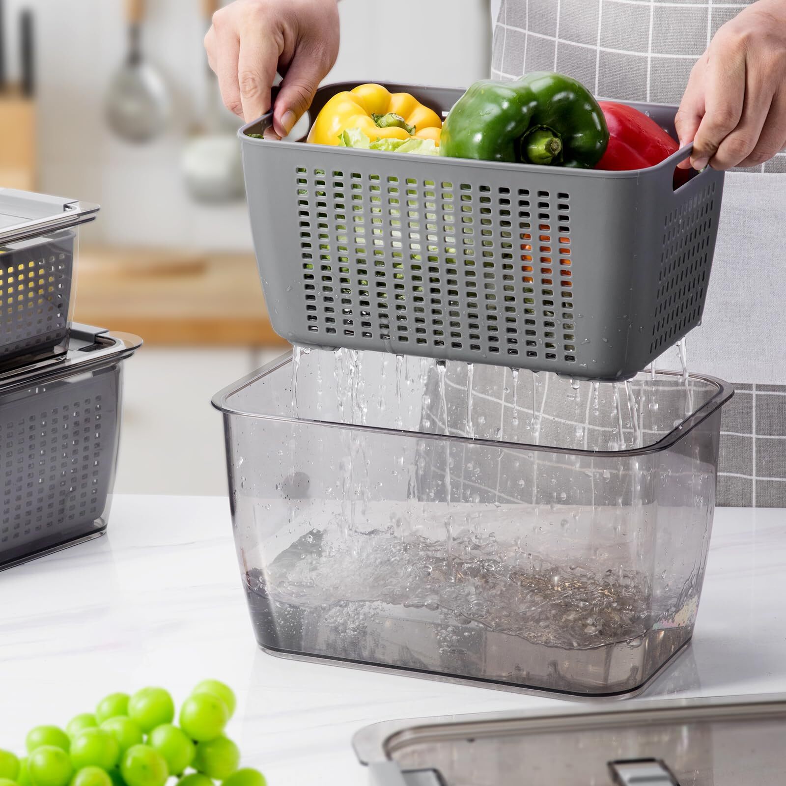 4 Pack Fruit Containers For Fridge Vegetable Storage Container With Lids &remova