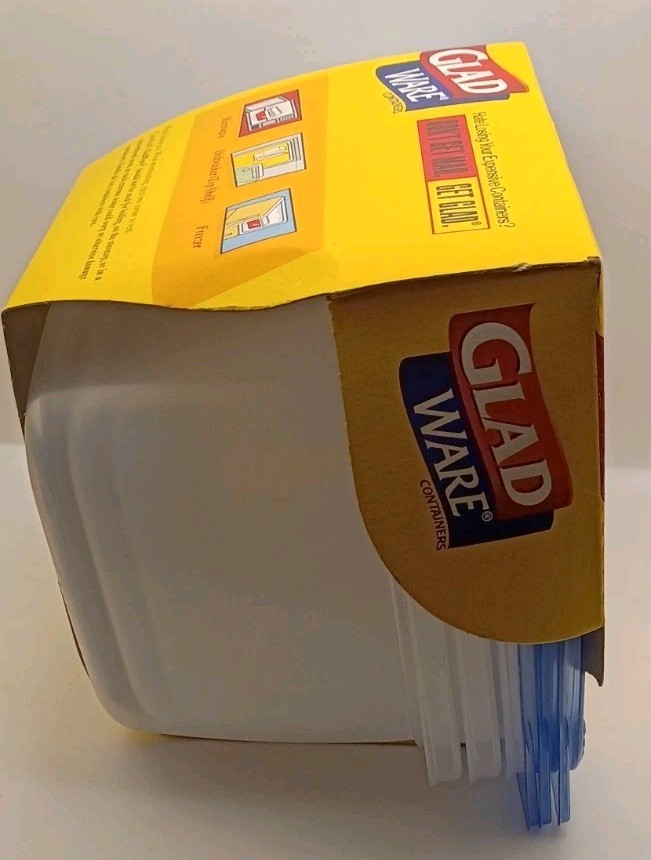 Vtg.1999 NOS GladWare Deep Dish Plastic Food Storage Containers 8 cup 3pc. Set