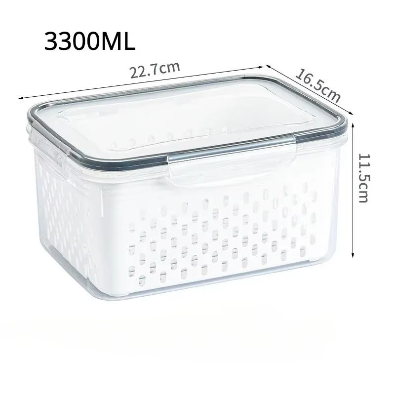 1/2/3Pcs Refrigerator Storage Box Fridge Organizer Fresh Vegetable Fruit Drain B