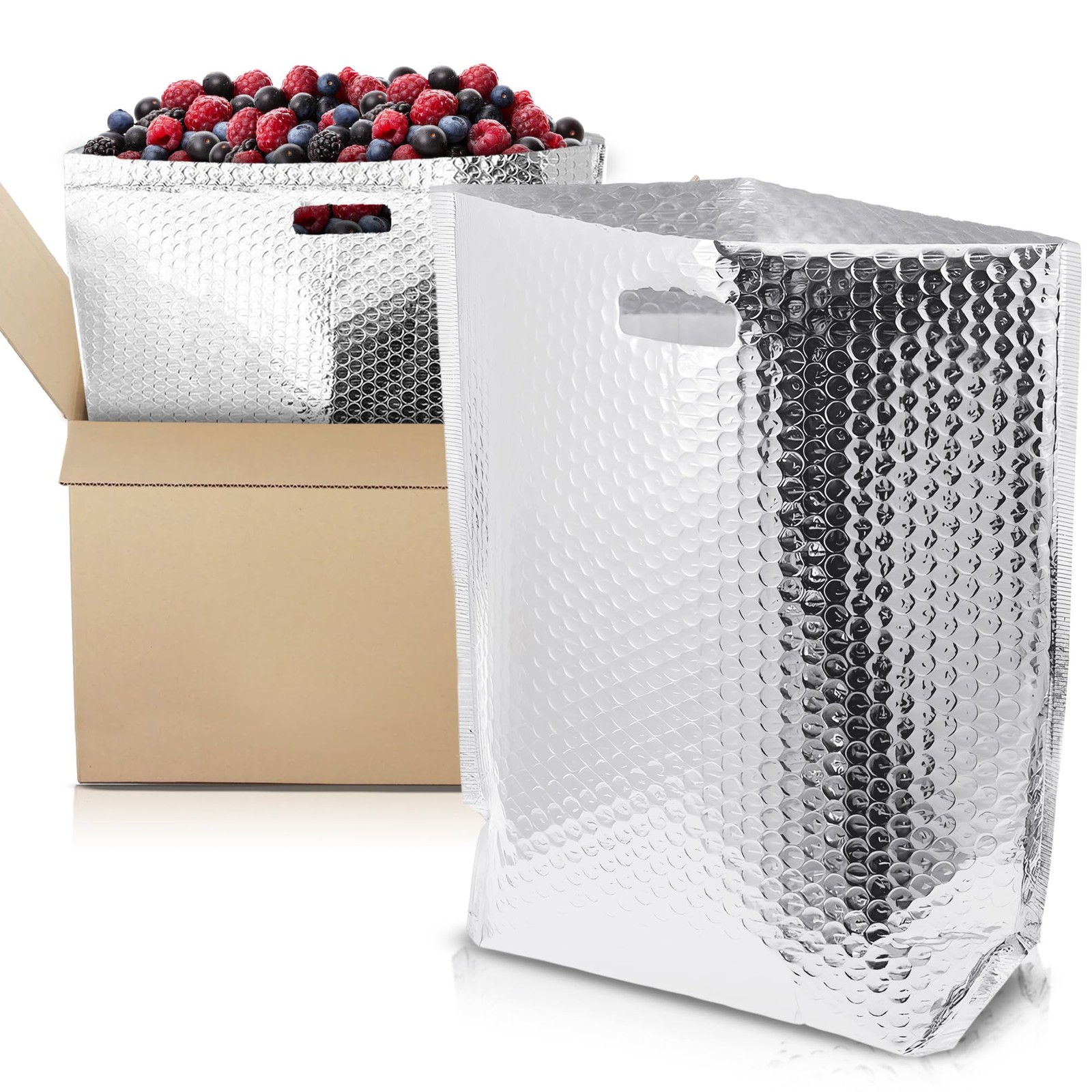 APQ Insulated Foil Bag With Handles, 11 x 8.5 x 5.5 Inches. 10 Pack Thermal B…