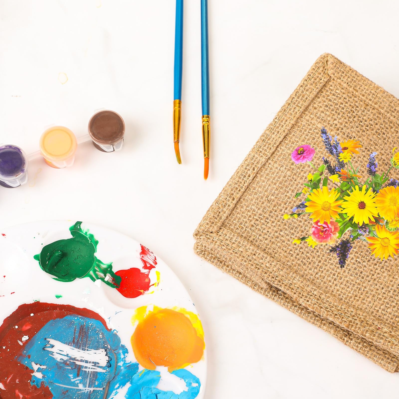 Silkfly 20 Pcs Mini Burlap Jute Tote Bags Handle Small Blank Reusable Market