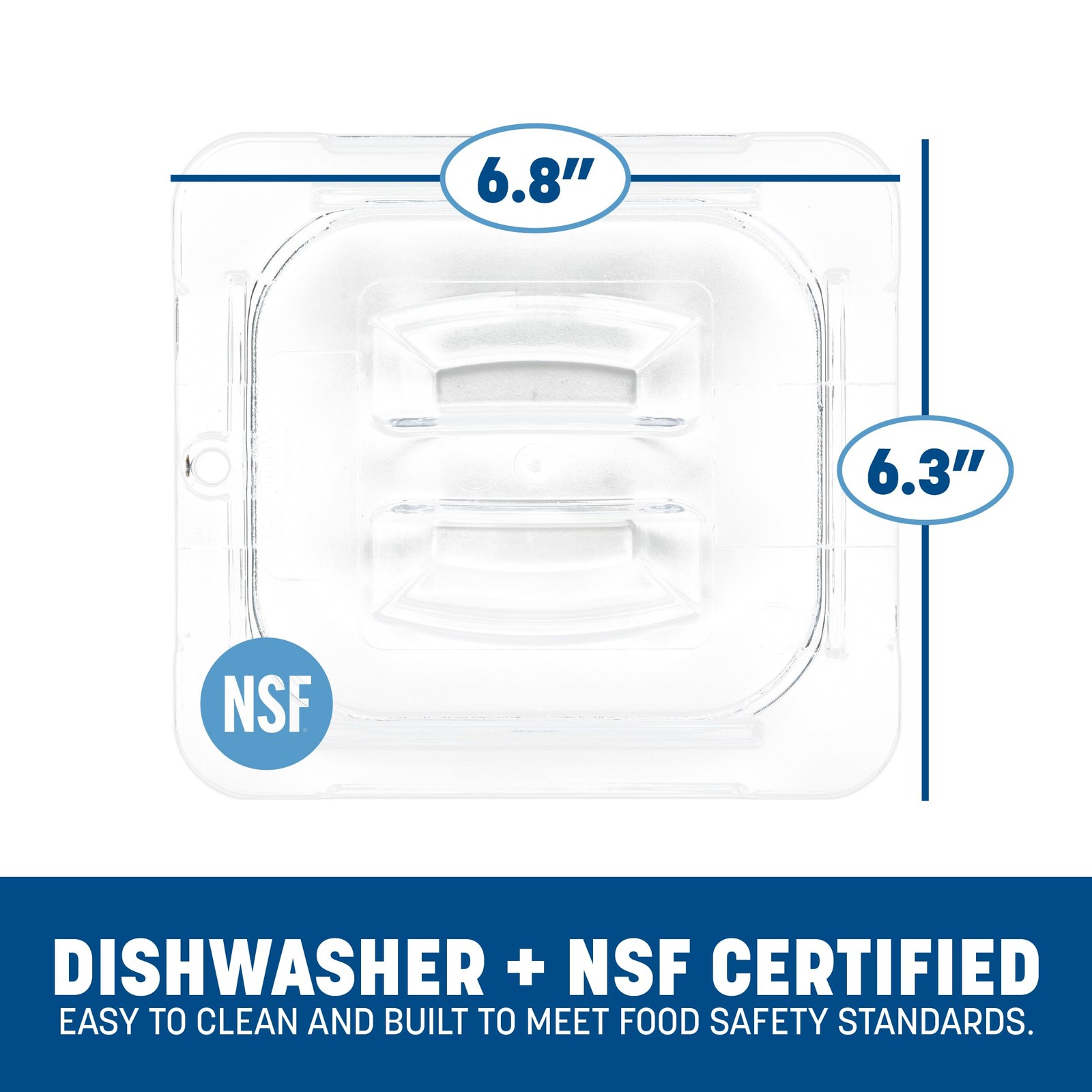 1/6 Size Universal Food Pan Lid Molded Handle Polycarbonate Clear Catering