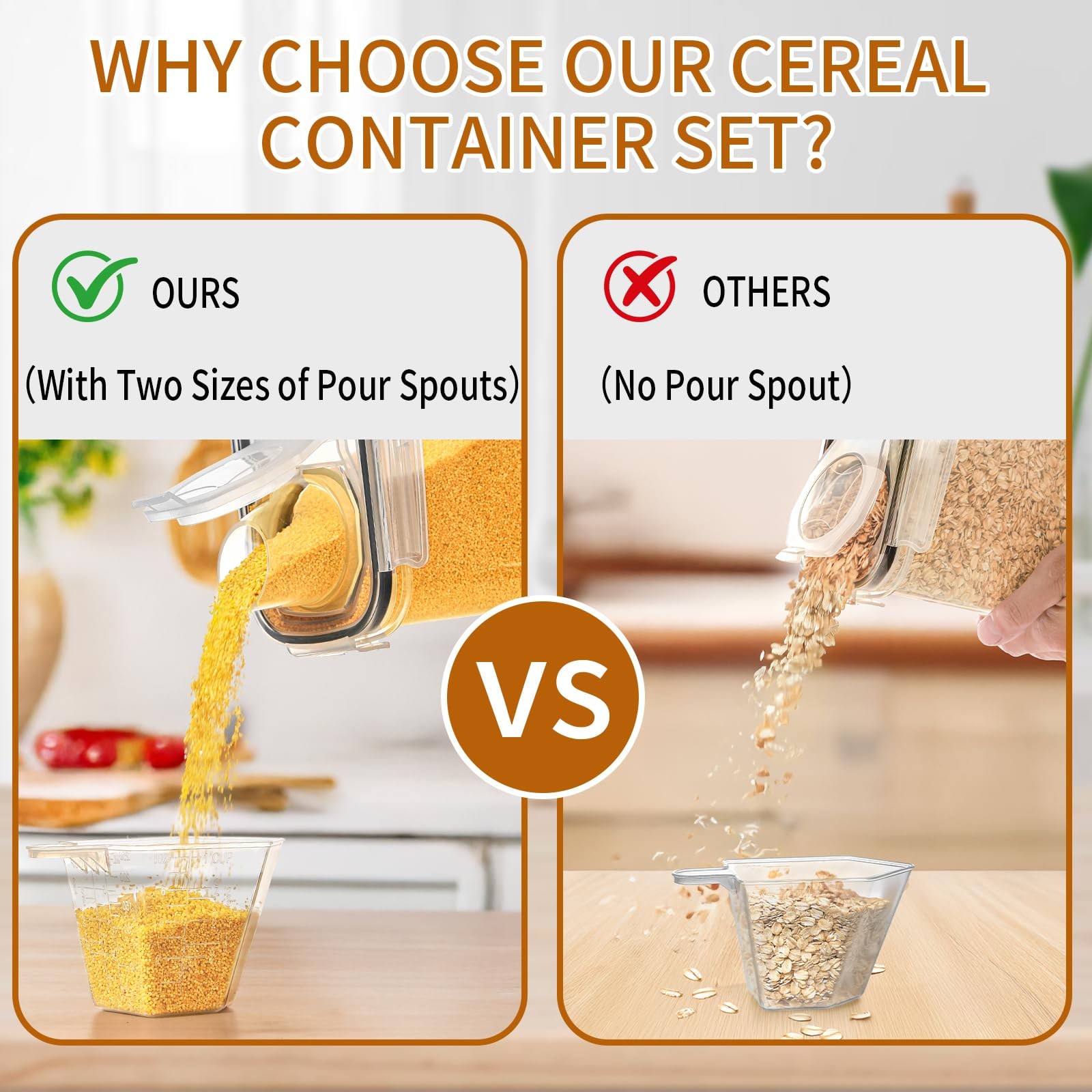 Cereal Containers Storage Set (4L / 135.2oz), 4PCS Airtight Food Storage Cont…
