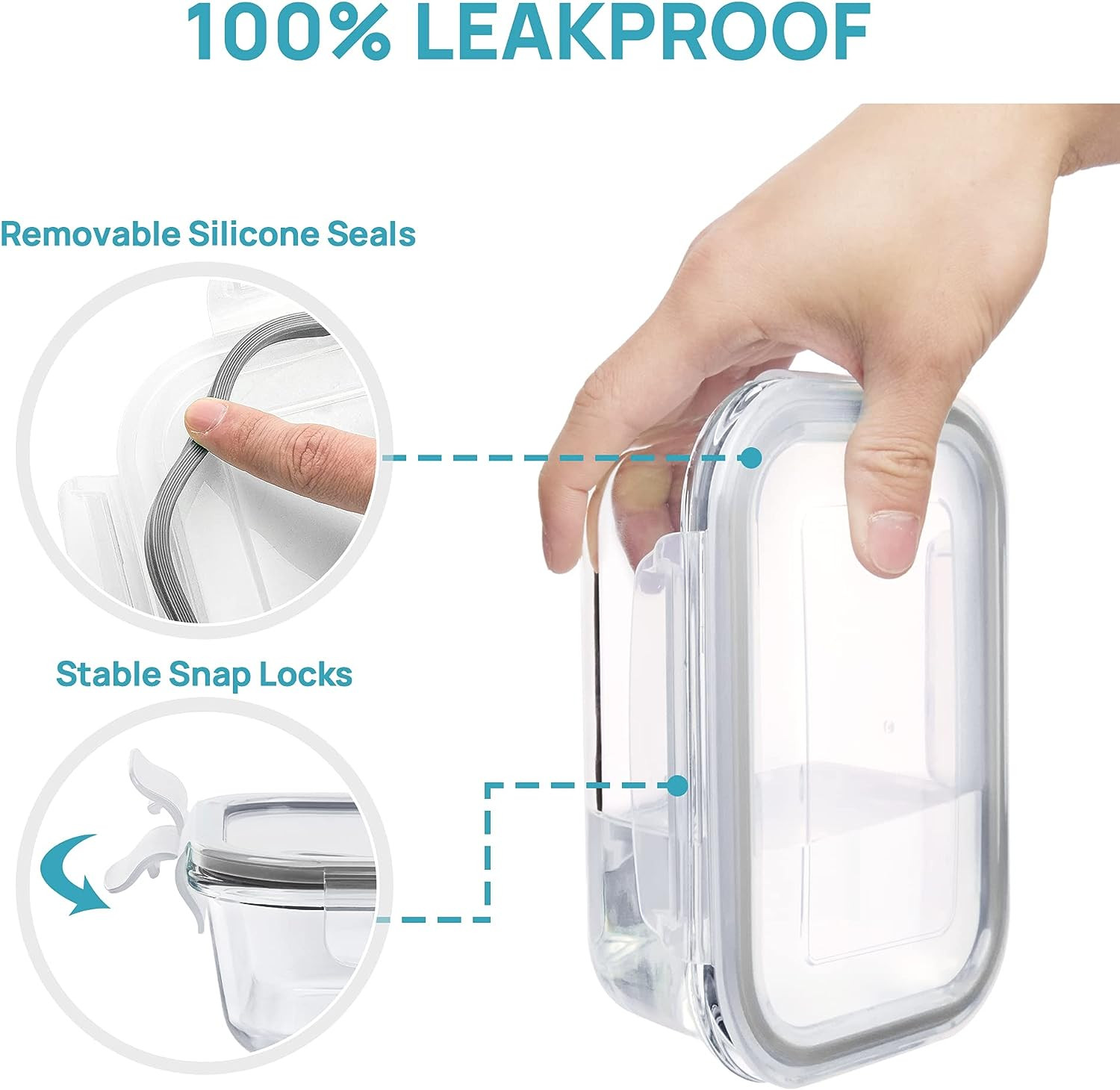 8 Pack Glass Food Storage Containers with Airtight Lids, Glass Meal Prep Contain