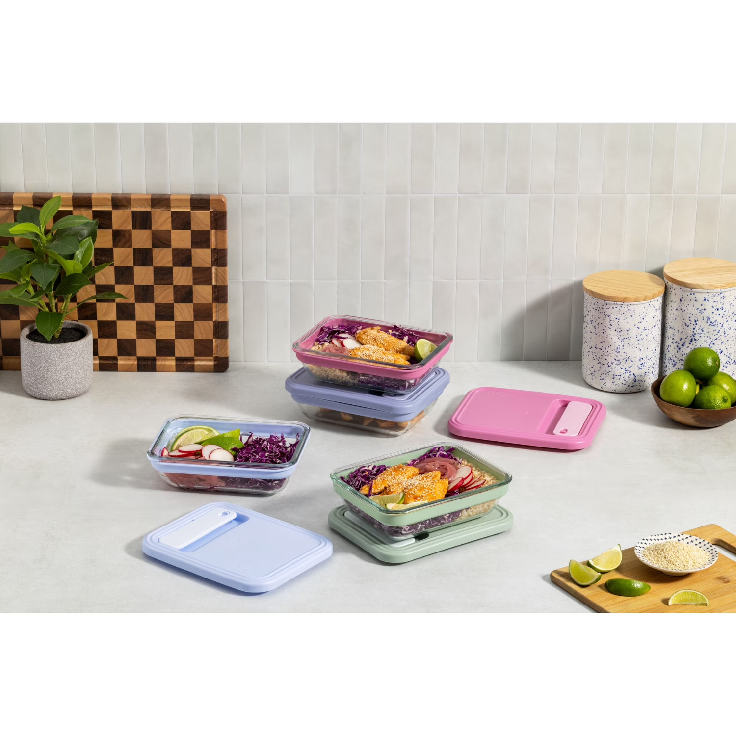 Ello Fresh Stack Glass Meal Prep Set 3.7 Cup 8 Piece Food Storage