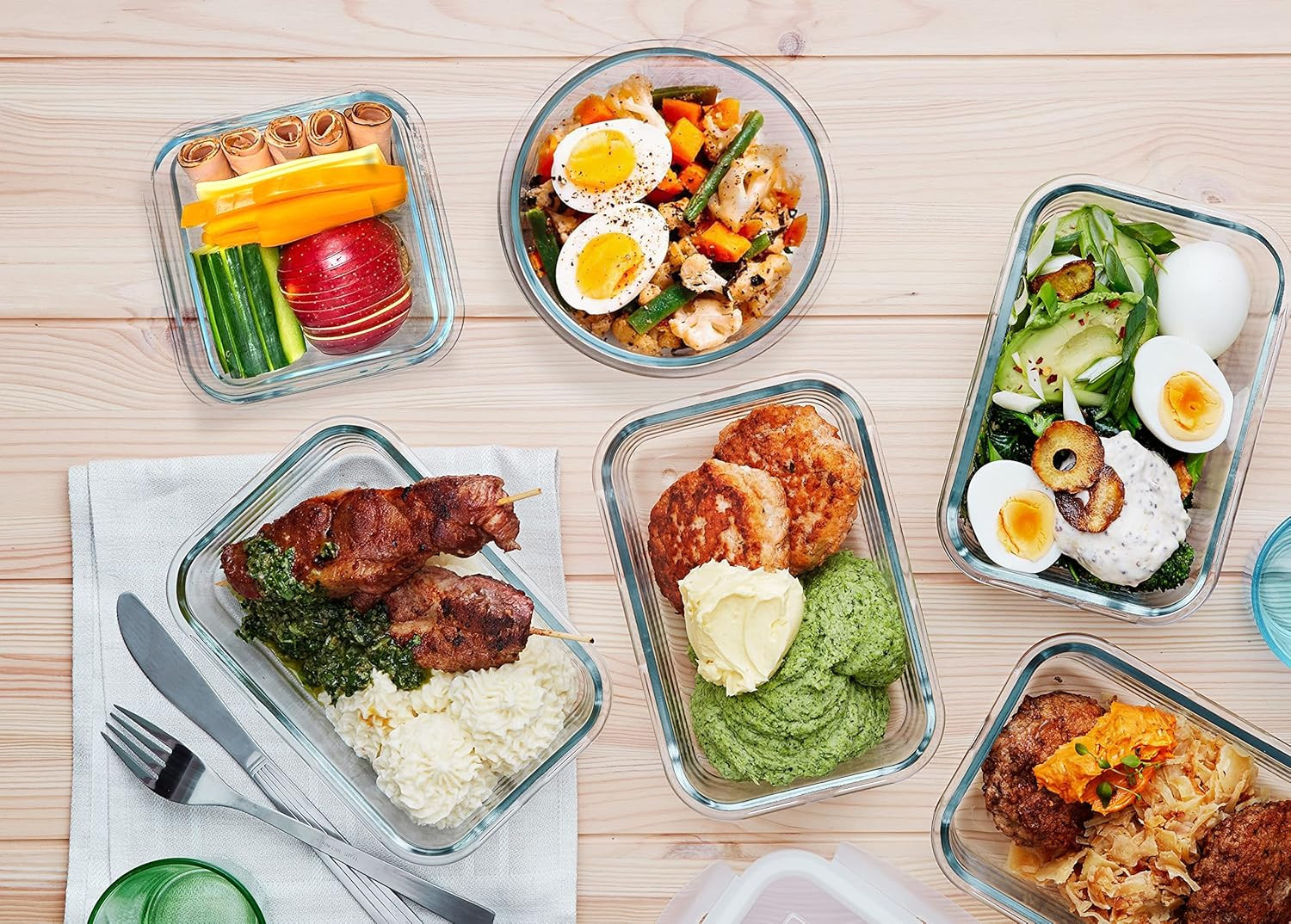 M MCIRCO 30 Pieces Glass Food Storage Containers with Snap Locking Lids,Glass Me