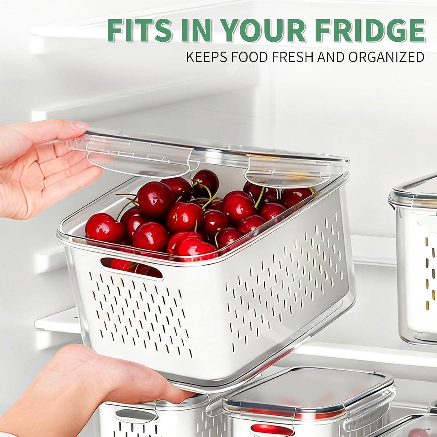 3 Pcs Fruit Containers for Fridge, Strawberry Storage Containers for Fridge, …