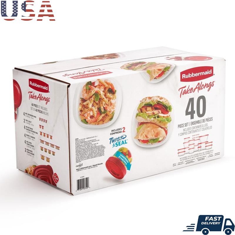 40PC Food Storage Containers Stackable Leakproof BPA-Free Meal Prep Set New