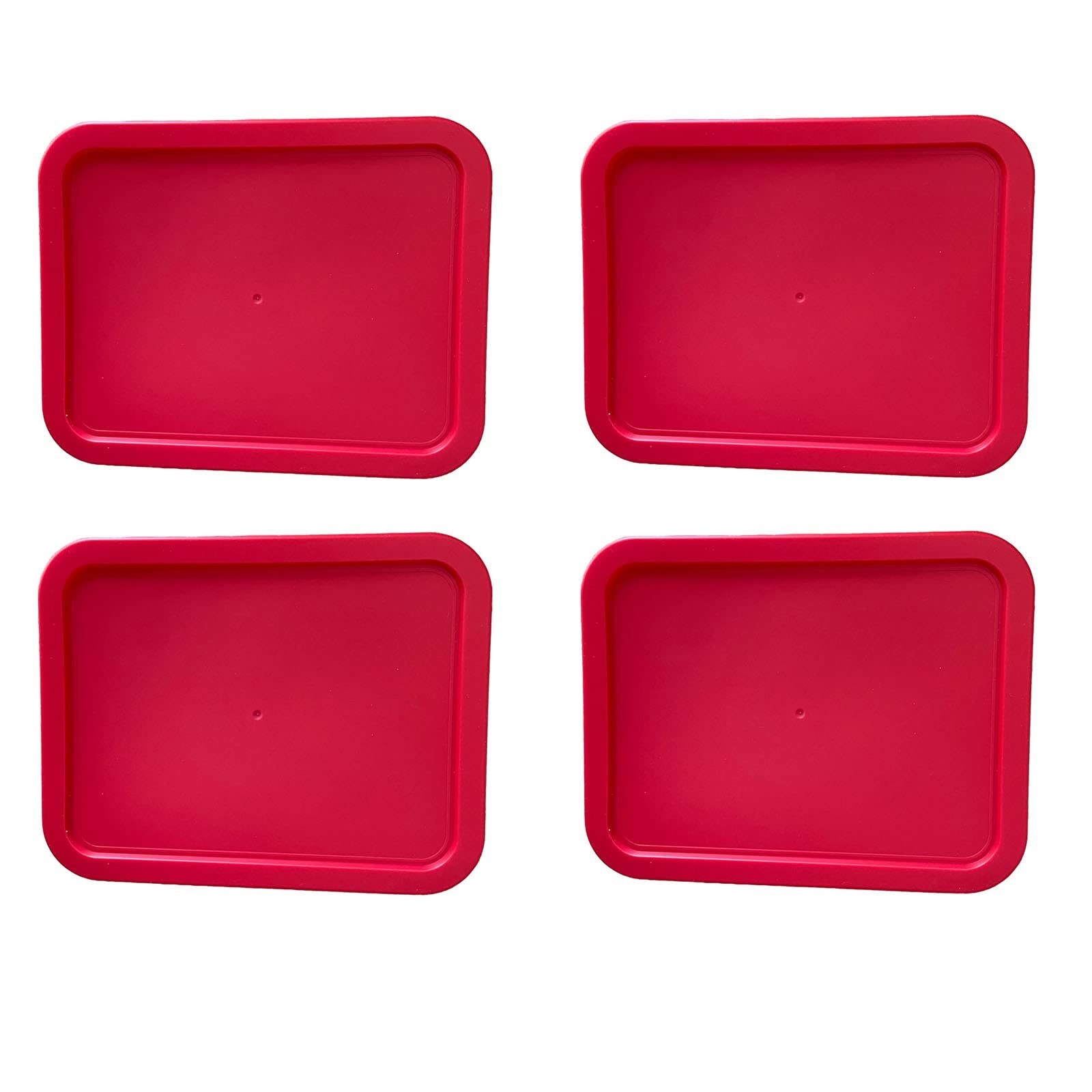 Replacement Lids for Pyrex 7210-PC Cover 3-Cup Rectangle Red 5.75×7.75″ 4-Pack