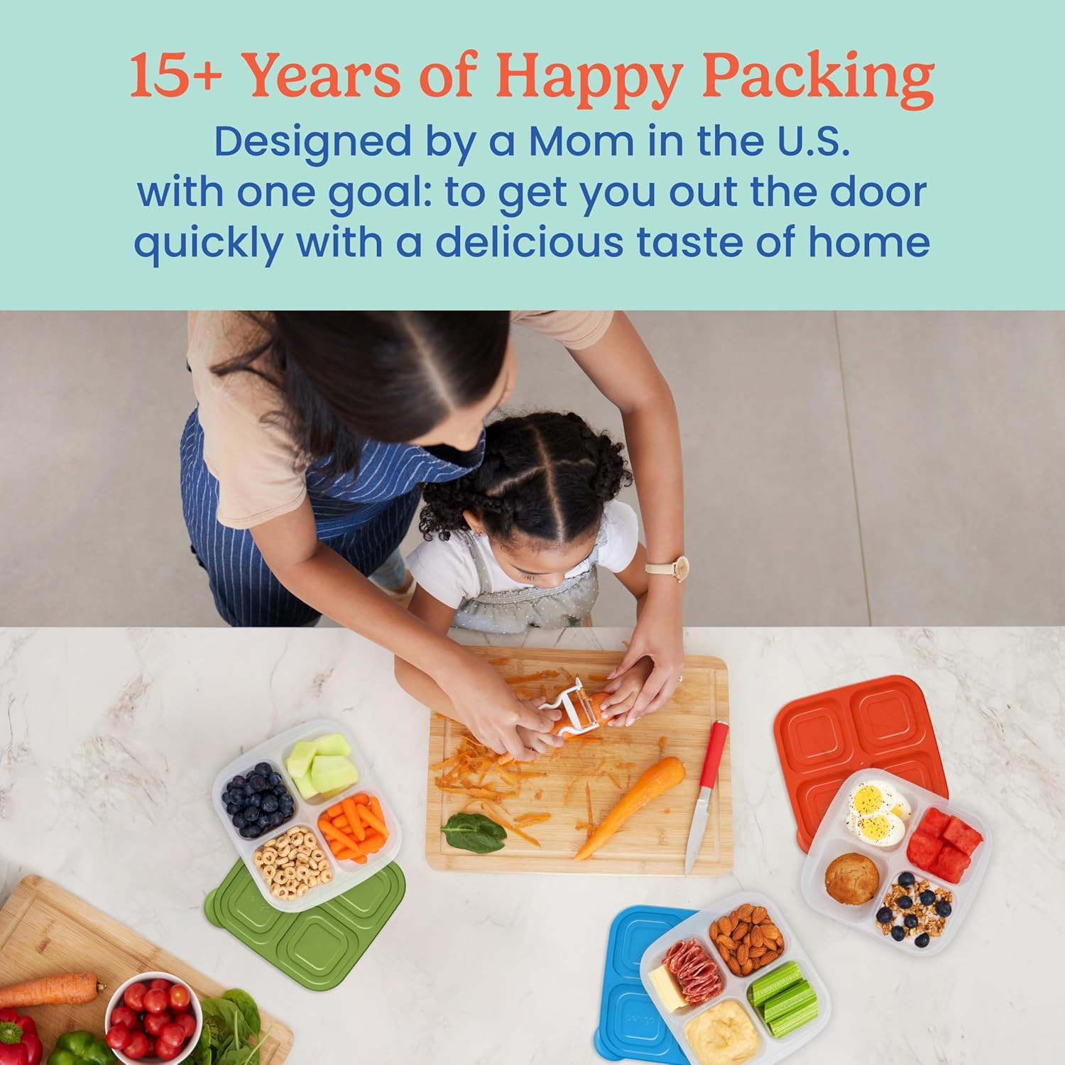Easyboxes 4-Compartment Snack Containers (Classic (4-Pack))