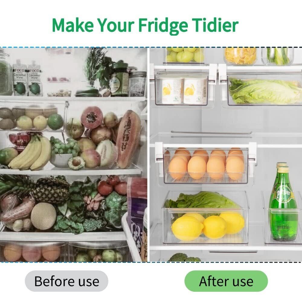 Refrigerator Organizer Bins Clear Plastic Fridge Drawer With Handle Pull Out Fri