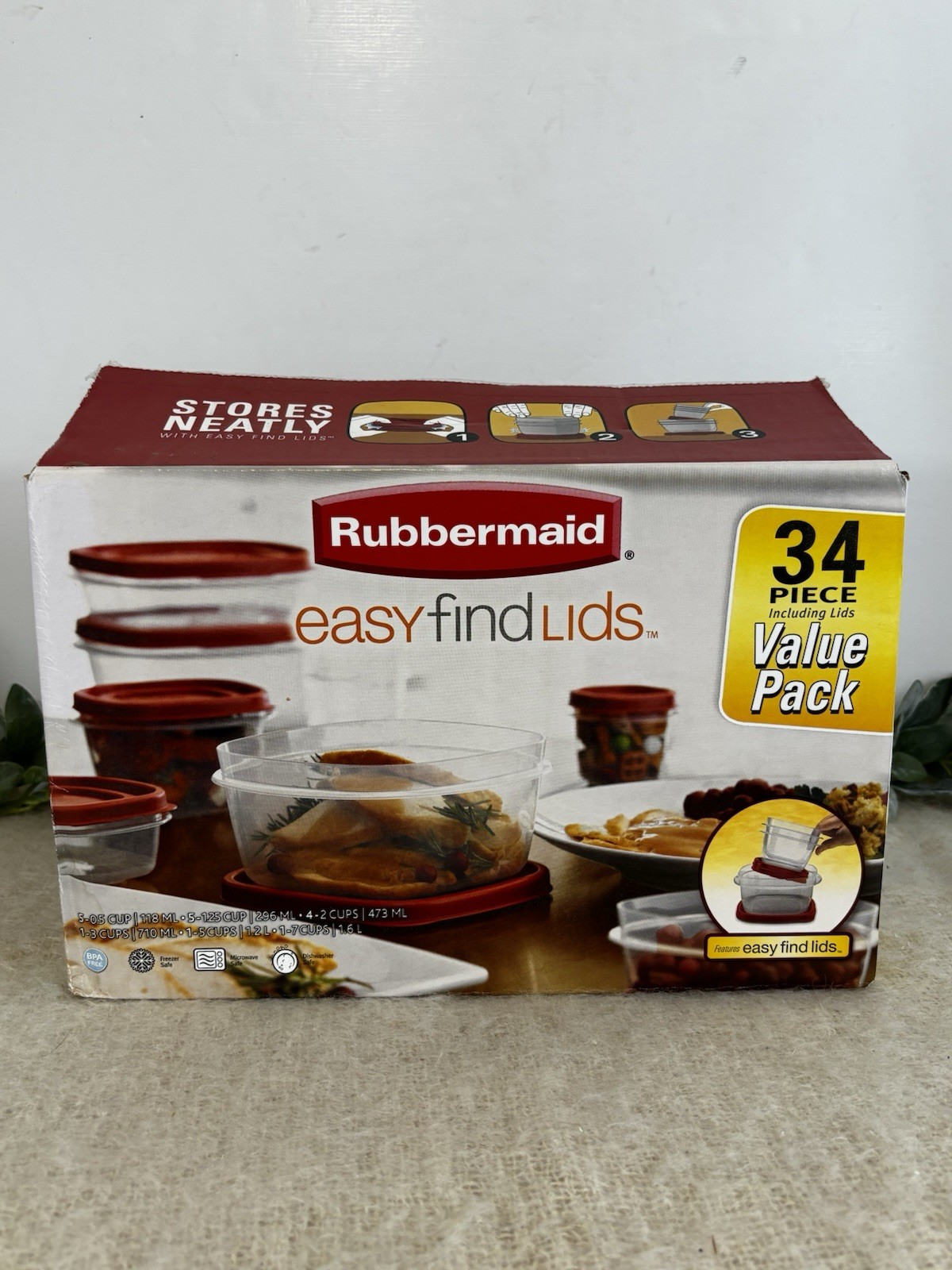 Rubbermaid Easy Find Lids 34 Piece Set Value Pack 7Q02 Made In USA