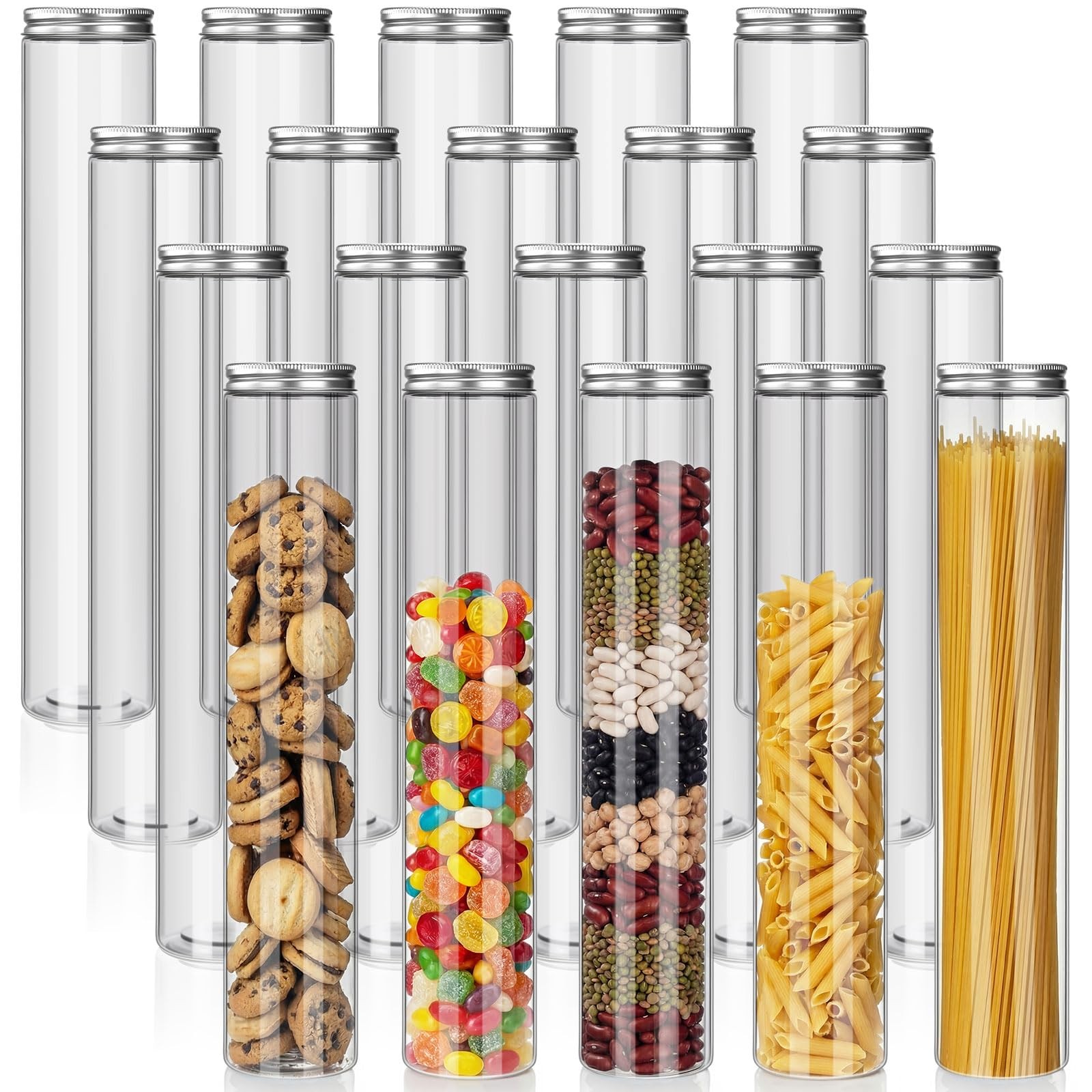 20 Pcs Plastic Jars with Lids 20 oz Plastic Food Storage Jar Spaghetti Contai…